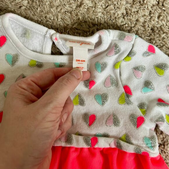 EUC I Girls' Polka Dot Heart Sweater Dress with Pink Tulle Skirt I Size: 3-6M - Picture 3 of 4